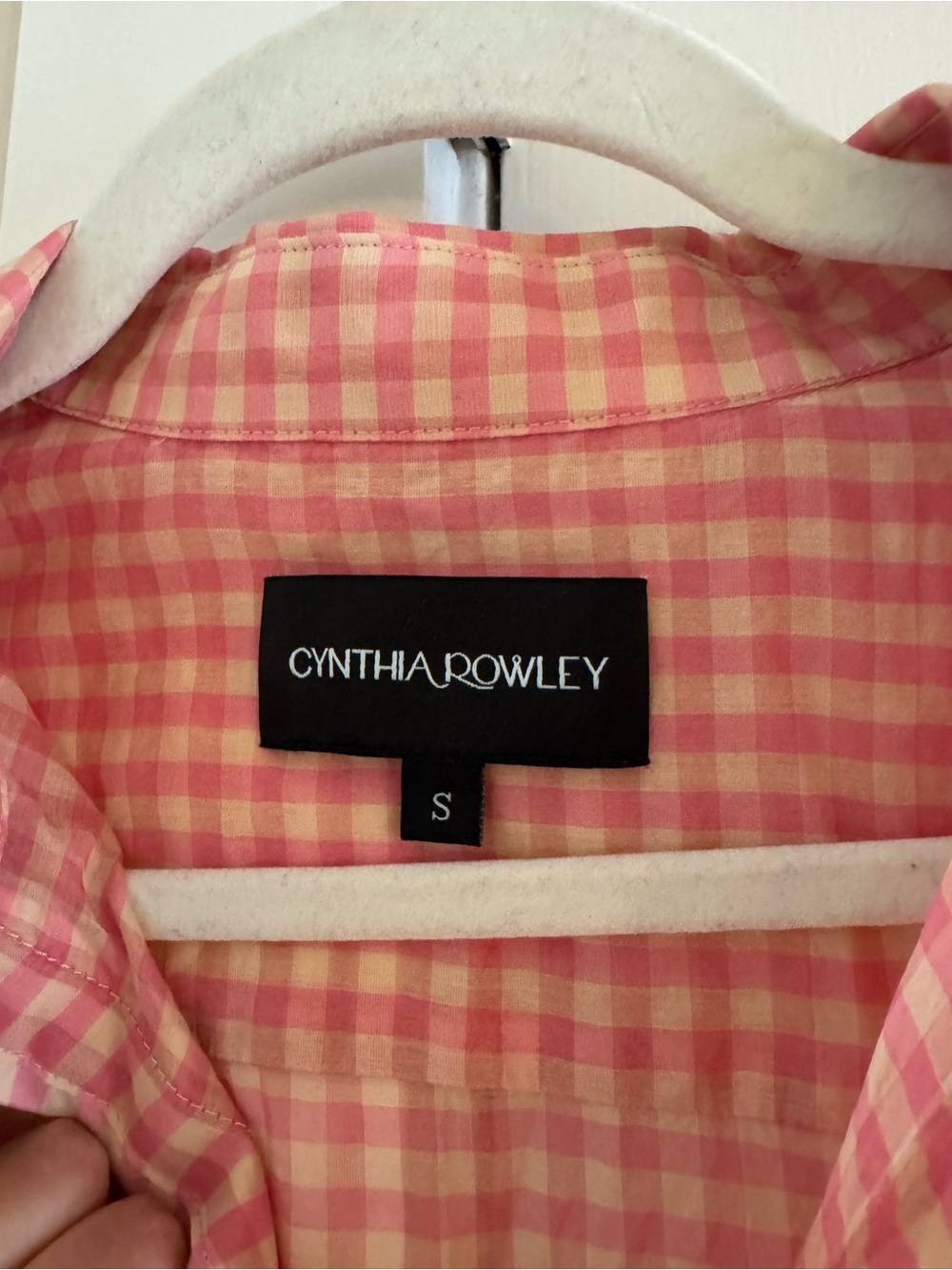Cynthia Rowley Pink Cotton/Silk Gingham Button-Front Women’s Shirt - Picture 4 of 5